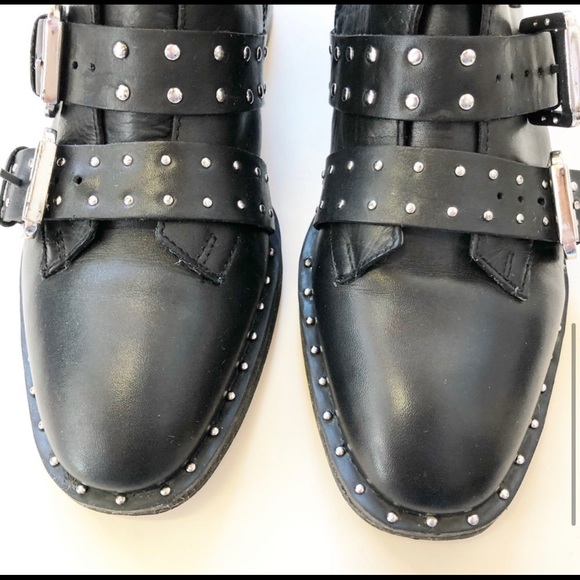 TOPSHOP AMELIA Black Studded Boots Size 38 - Picture 5 of 5